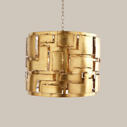Modern Geometric Gold Drum Chandelier