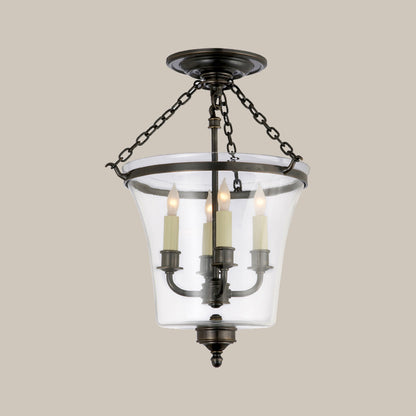 Glass Lantern Semi-Flush Ceiling Light