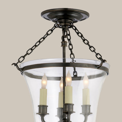 Glass Lantern Semi-Flush Ceiling Light