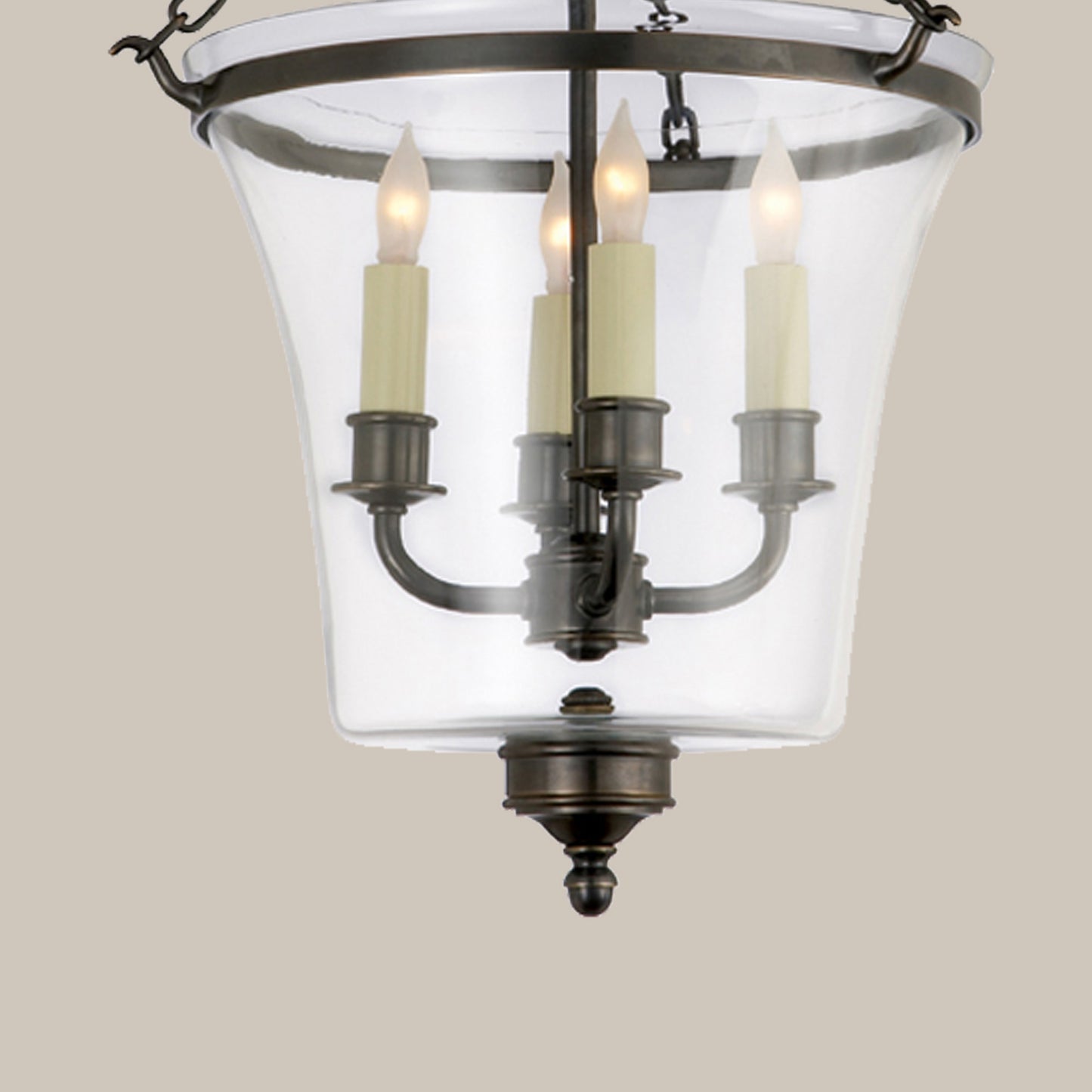 Glass Lantern Semi-Flush Ceiling Light