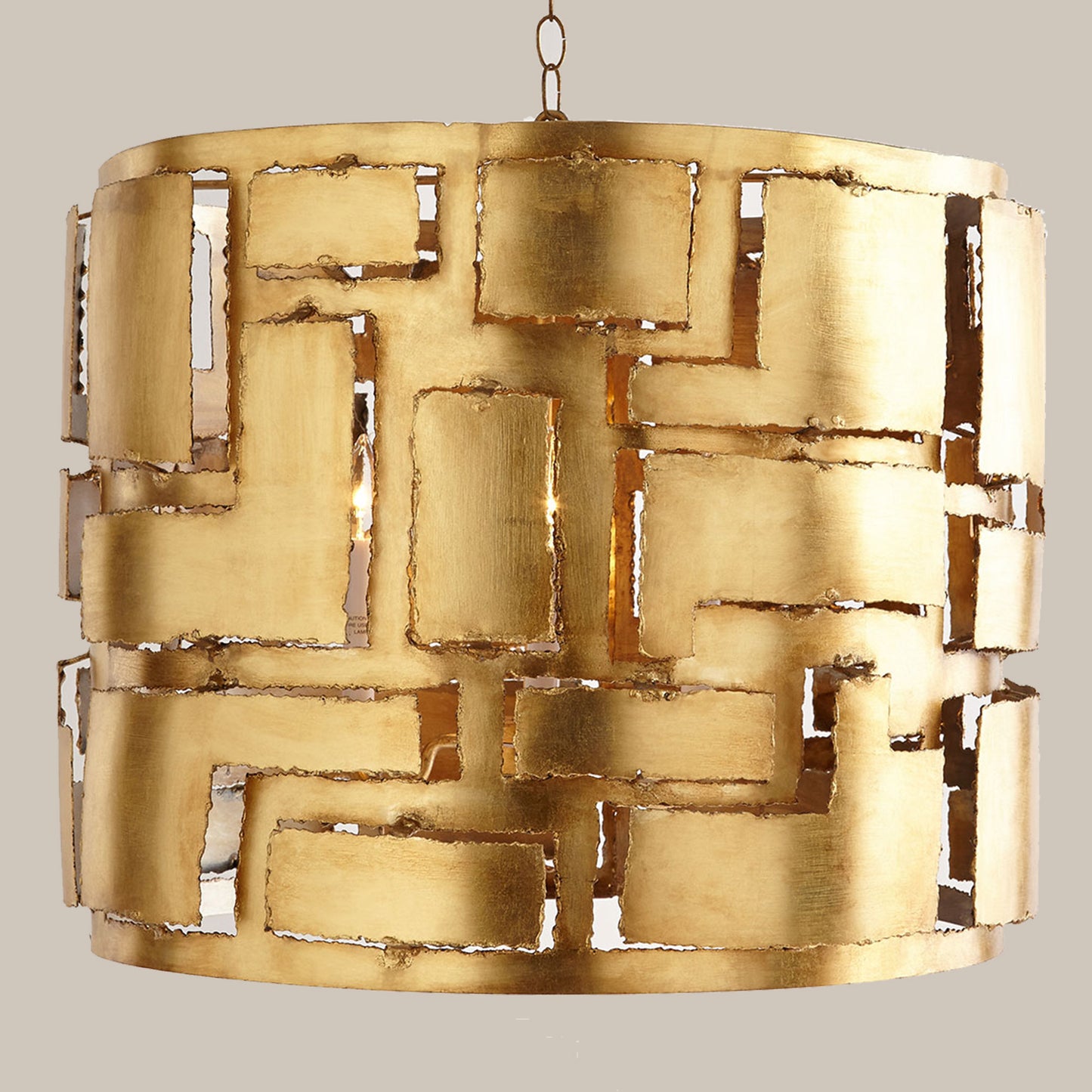 Modern Geometric Gold Drum Chandelier