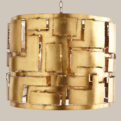 Modern Geometric Gold Drum Chandelier
