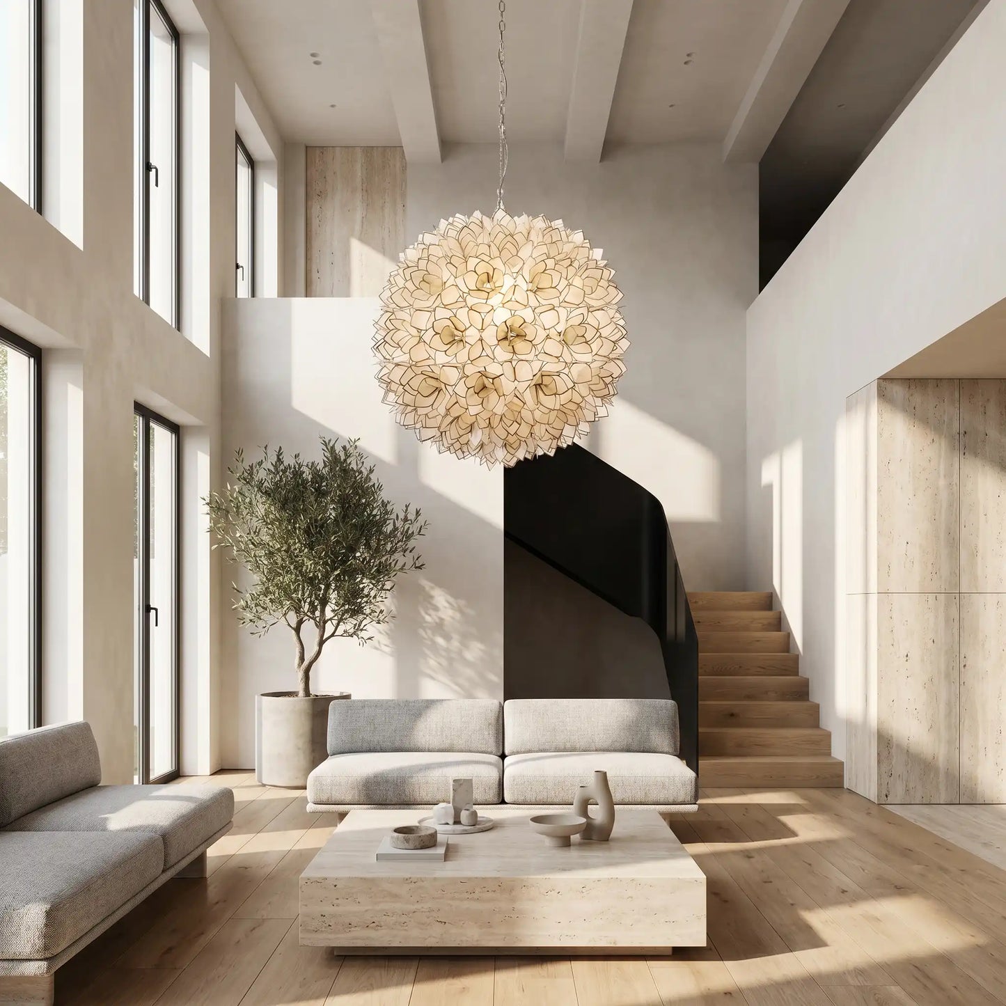 Floral Capiz Shell Chandelier