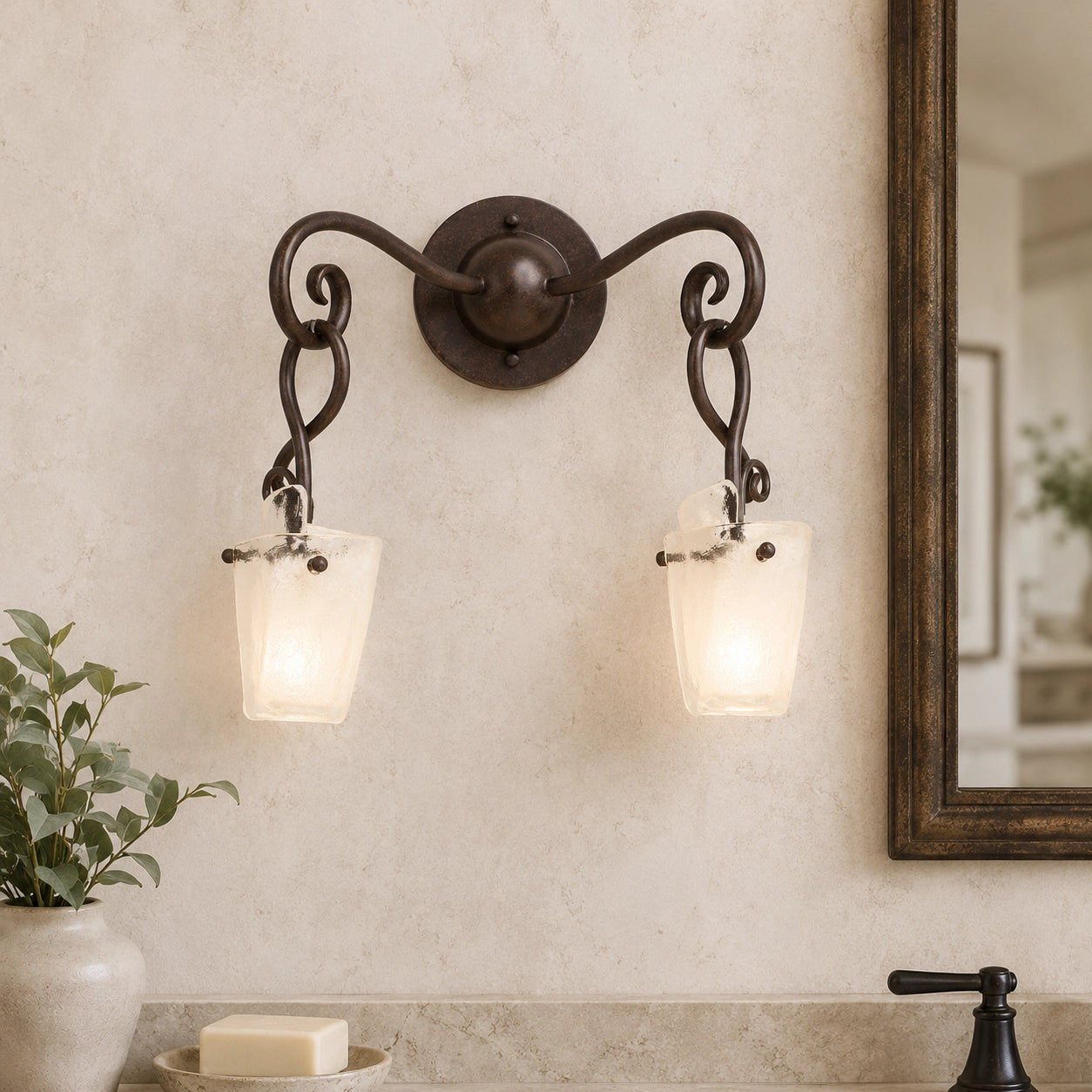 Curved Arm 2-Light Wall Sconce